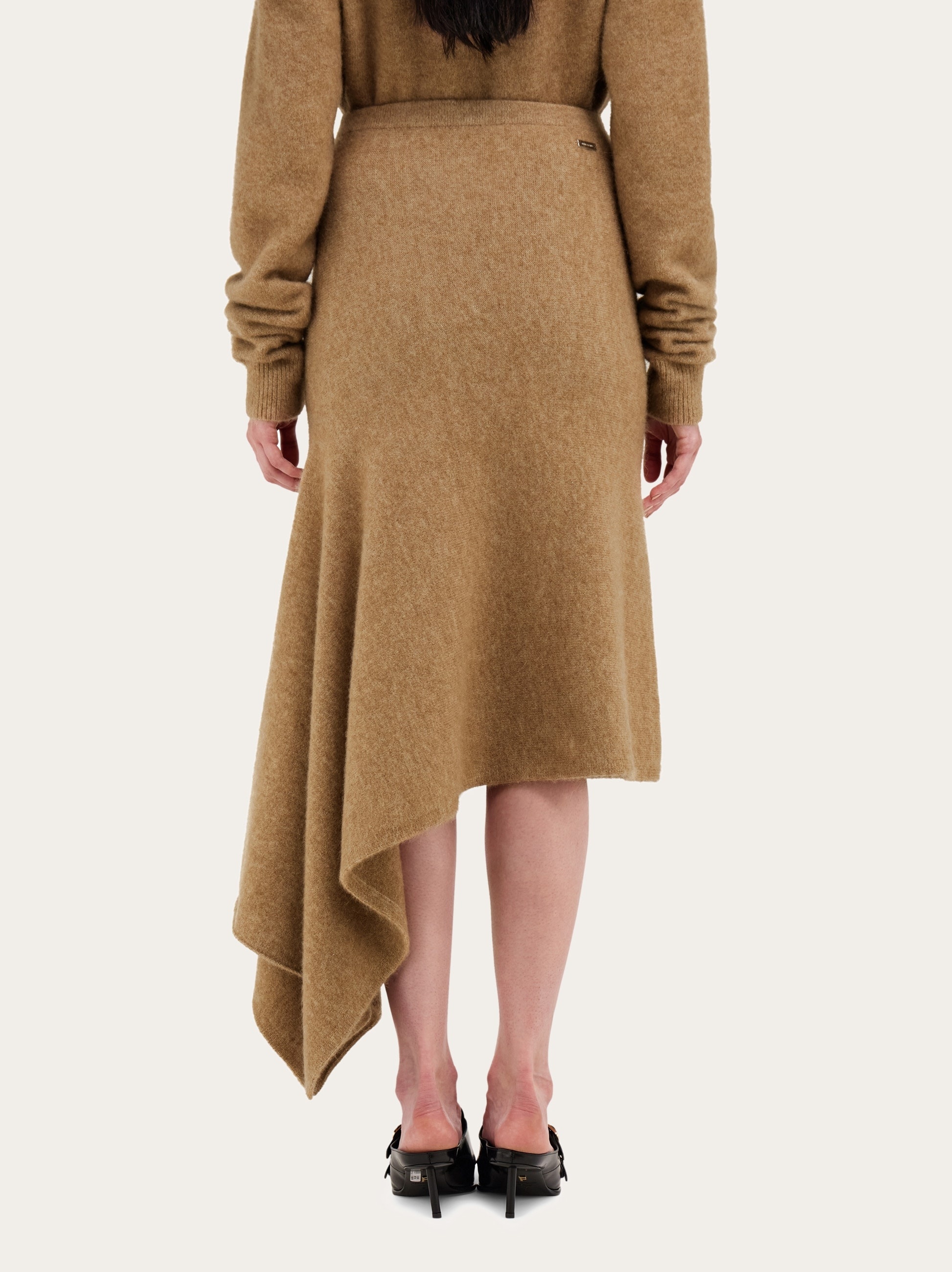 Asymmetric alpaca and silk blend skirt - 4