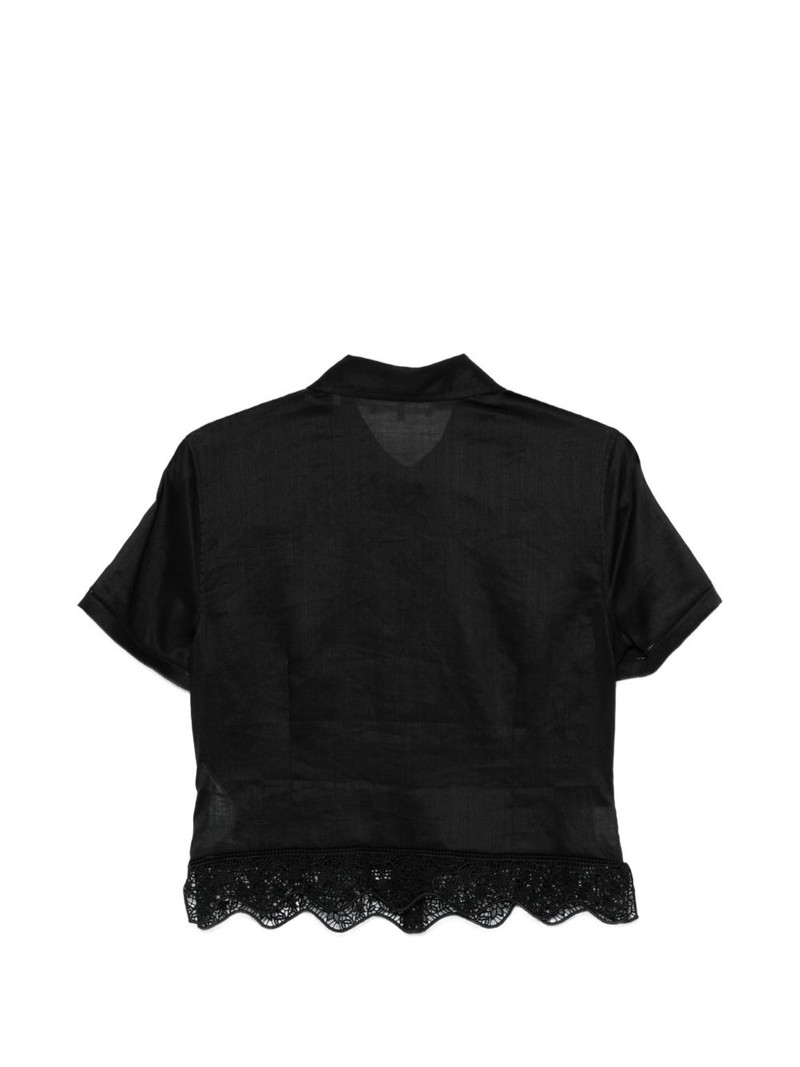 FRAME Seaside lace-trim short-sleeve shirt outlook