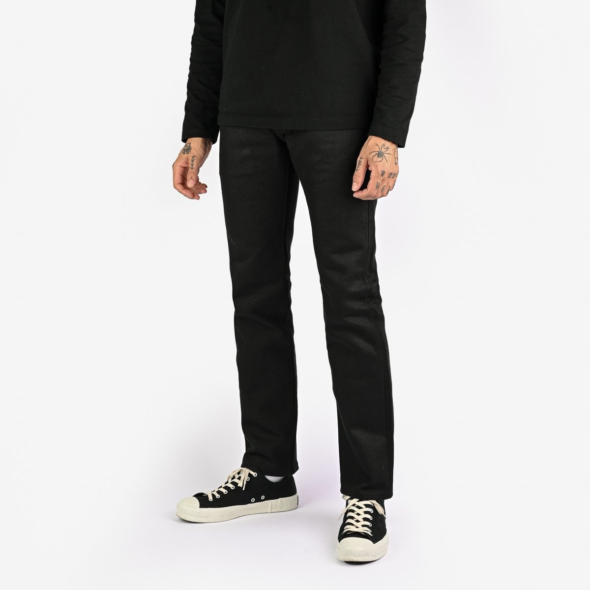 IH-777S-SB 21oz Selvedge Denim Slim Tapered Cut Jeans - Superblack Non-Fade - 2