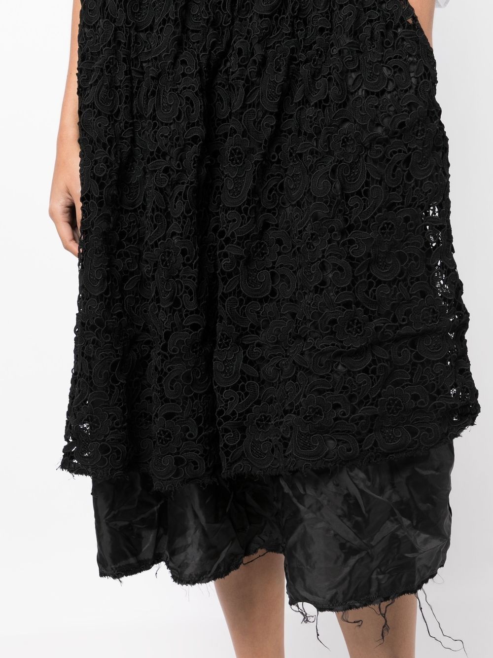 lace-detail layered midi skirt - 5