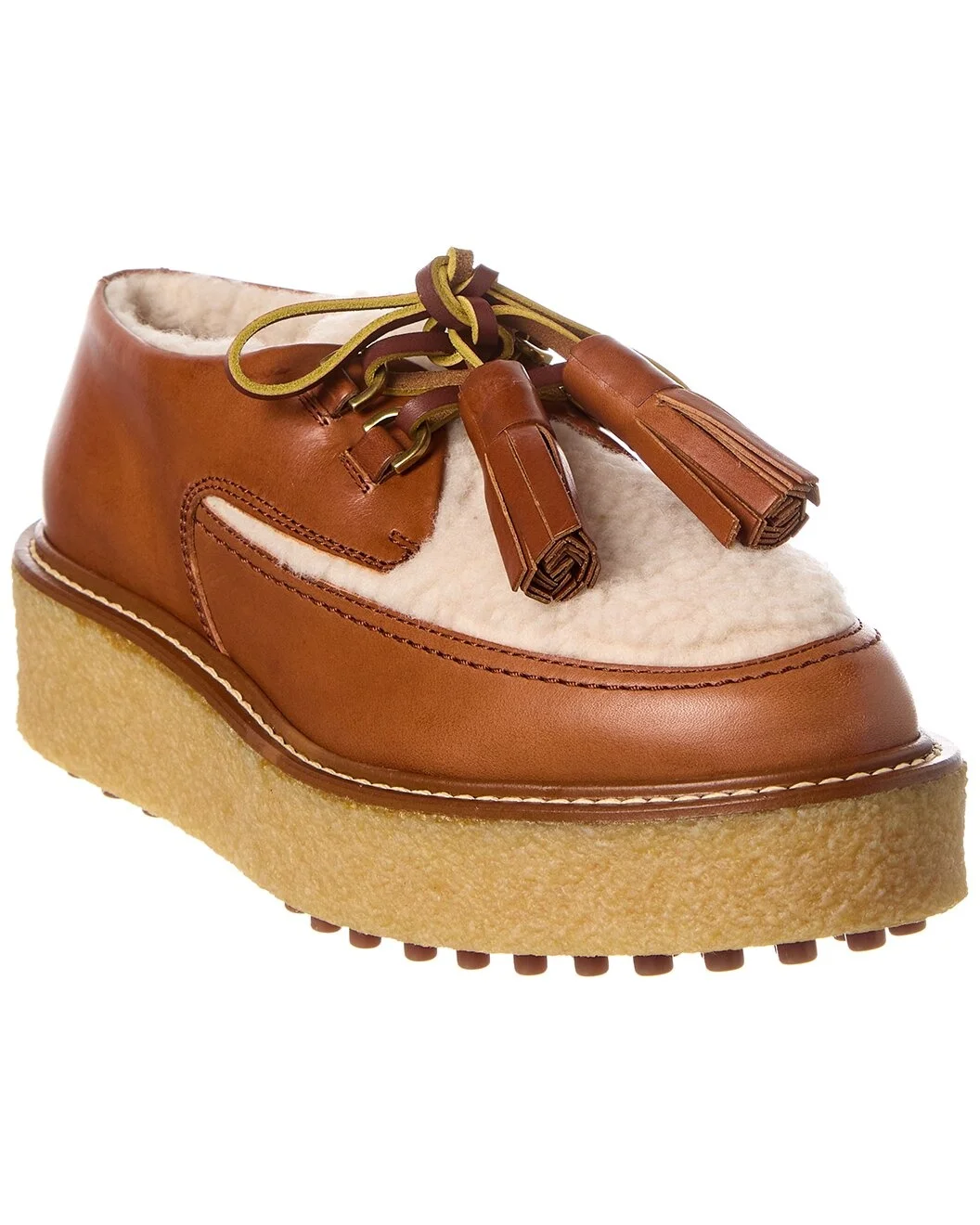 TOD’s Leather & Shearling Platform Loafer - 1