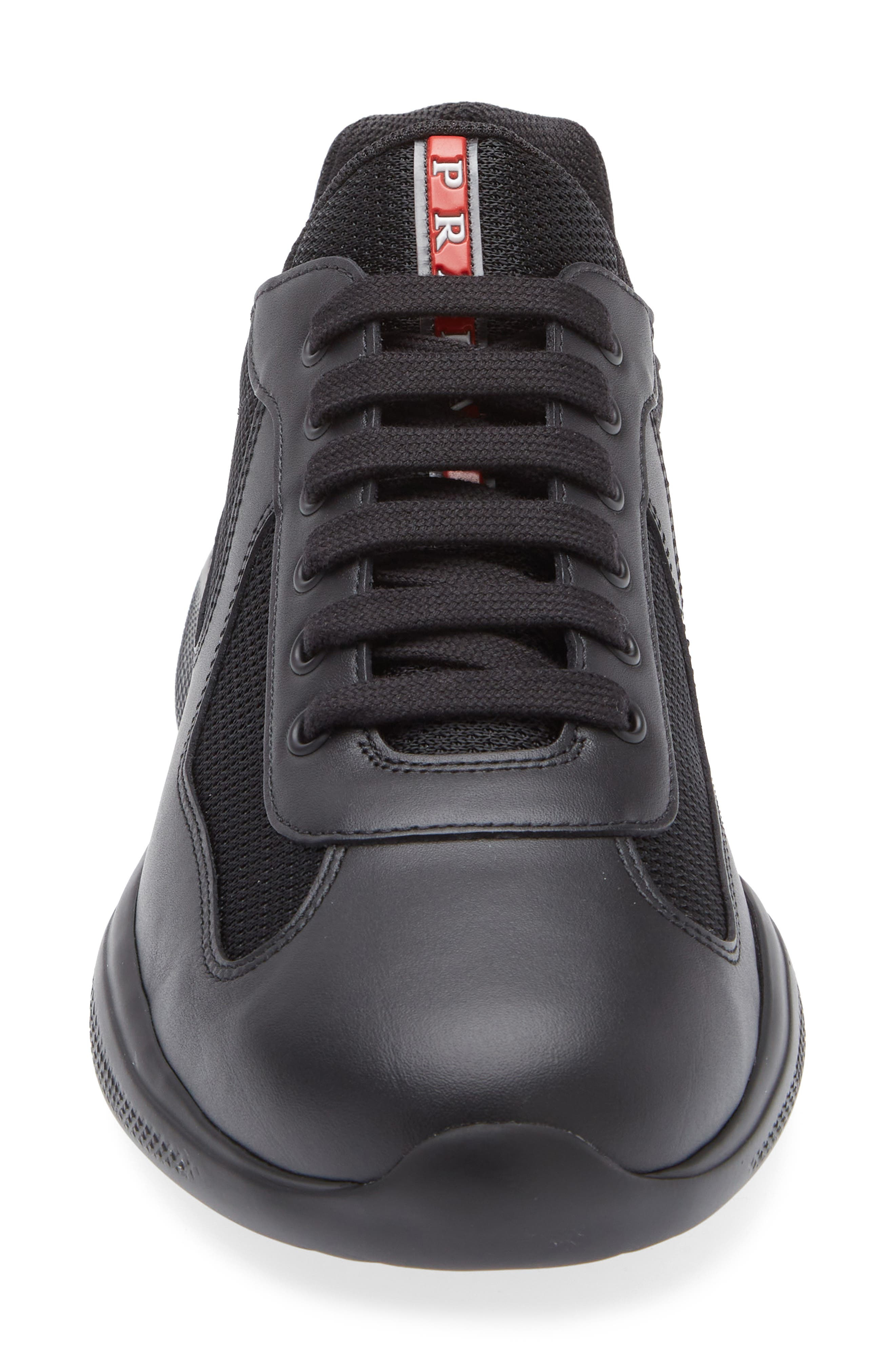Prada America's Cup Soft Bike Low Top Sneaker in Nero at Nordstrom - 4