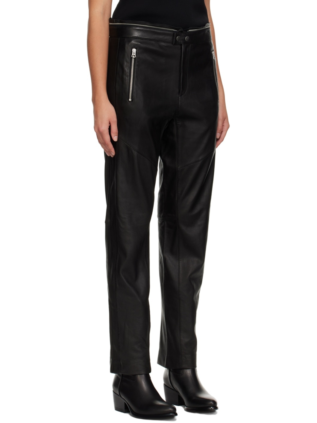 Black Sedona Moto Leather Pants - 2