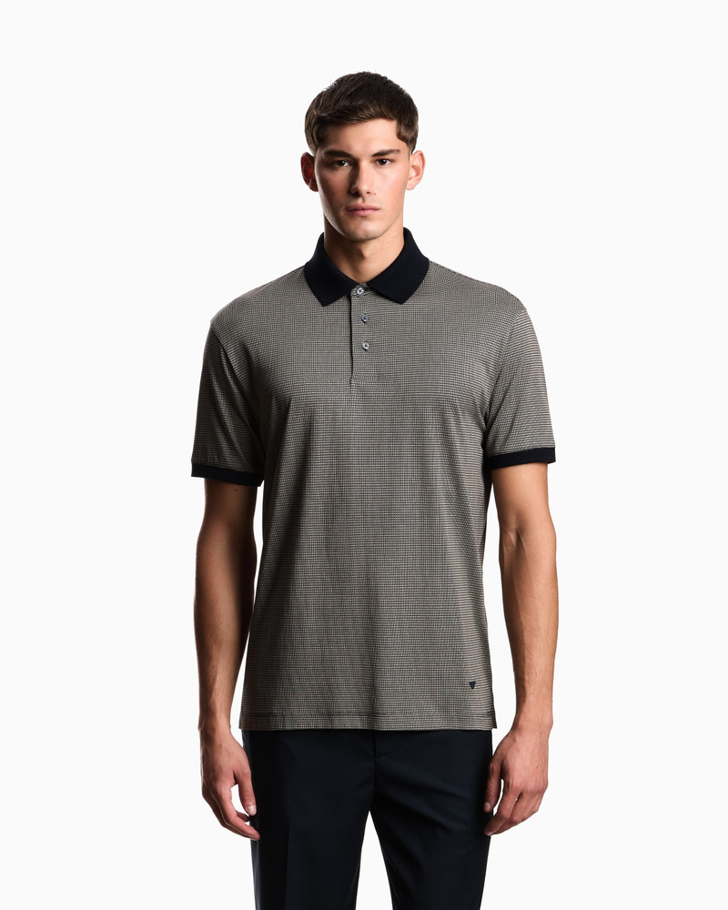 EMPORIO ARMANI LYOCELL-BLEND JERSEY POLO SHIRT WITH ALL-OVER MICRO-PATTERN PRINT outlook