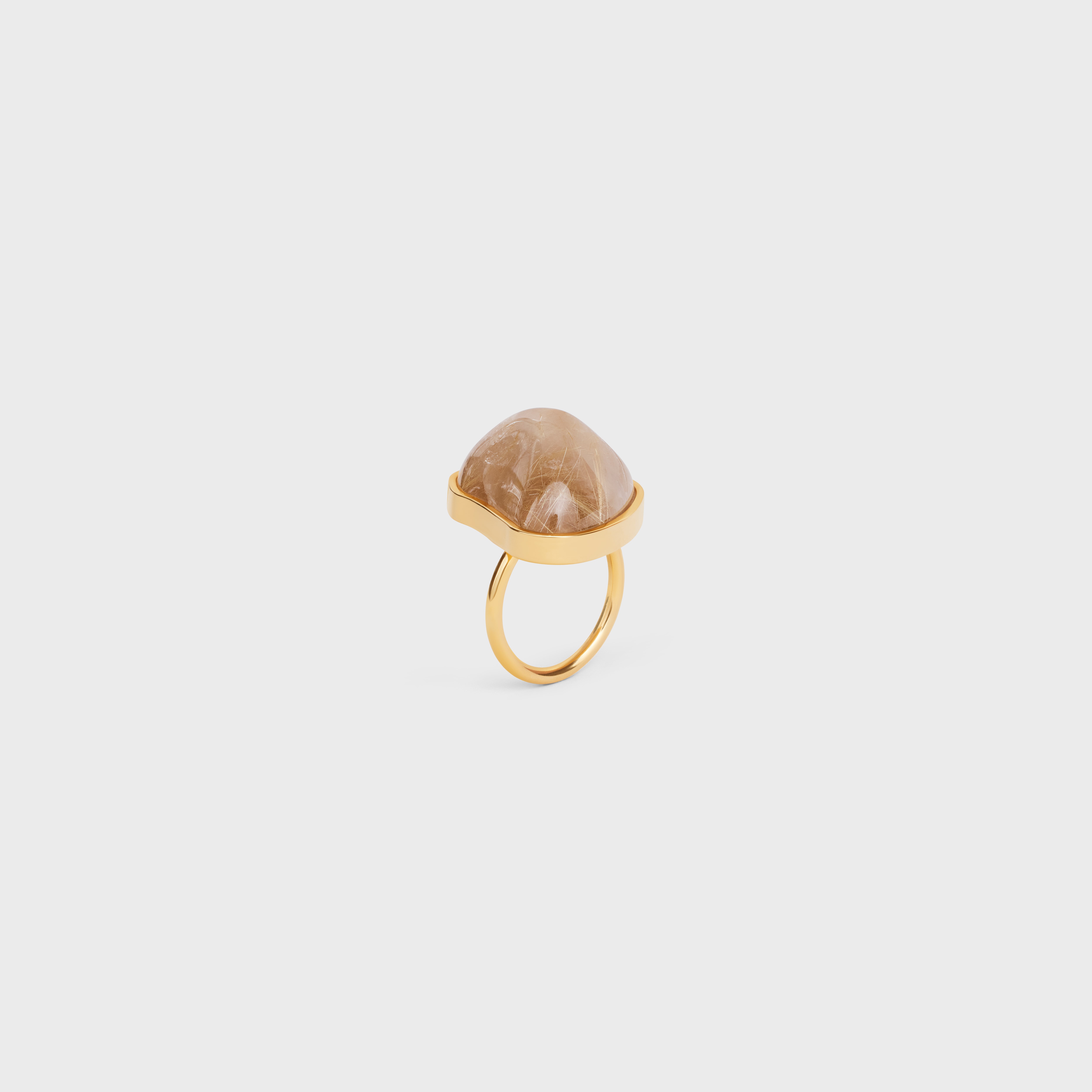 Celine Folk Ring in Brass with Gold Finish and Rutilated Quartz - 2