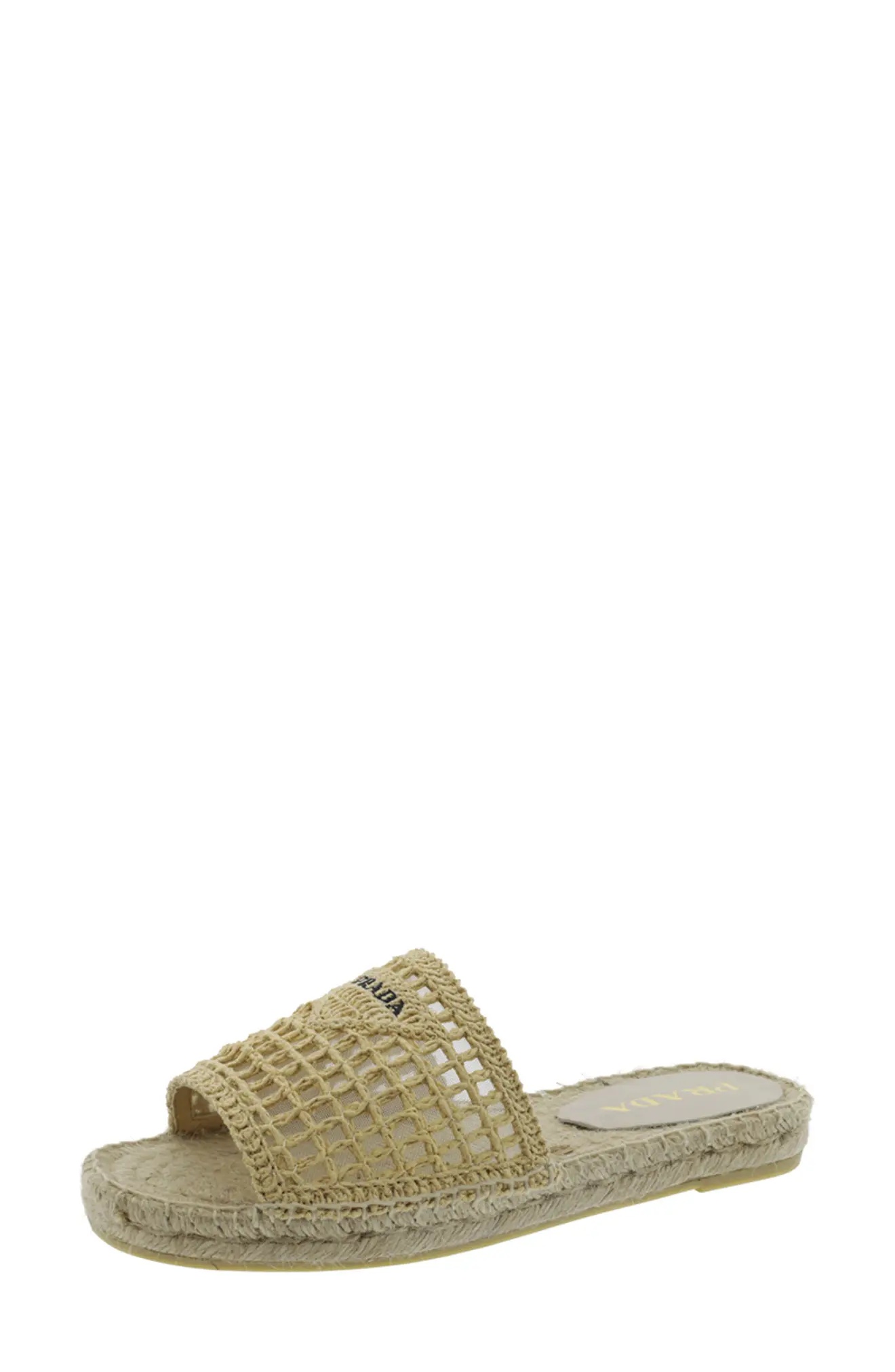 Raffia Espadrille Slide Sandal in Natural/Black - 1