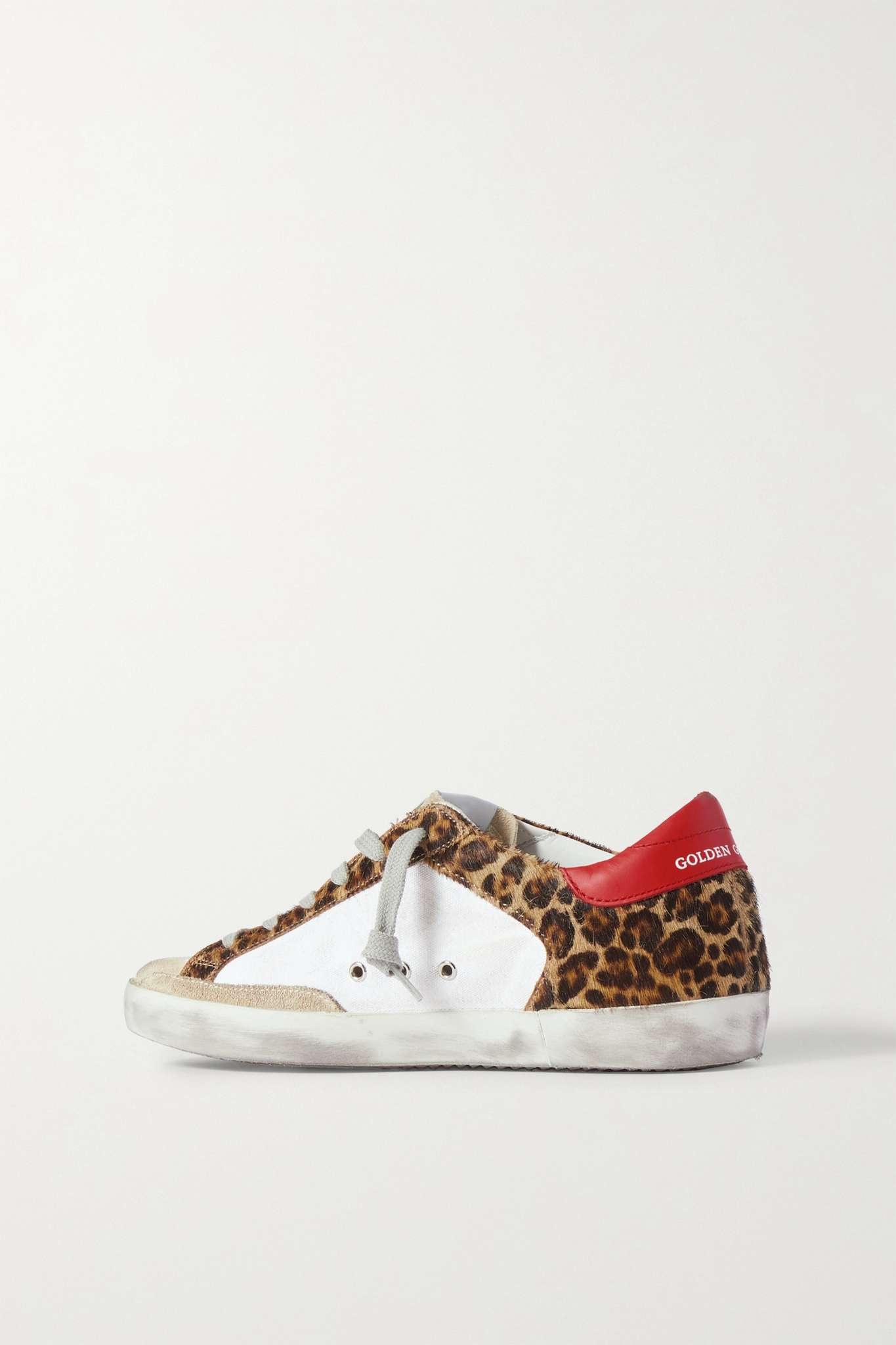 Superstar distressed leopard-print calf hair, leather and suede sneakers - 2