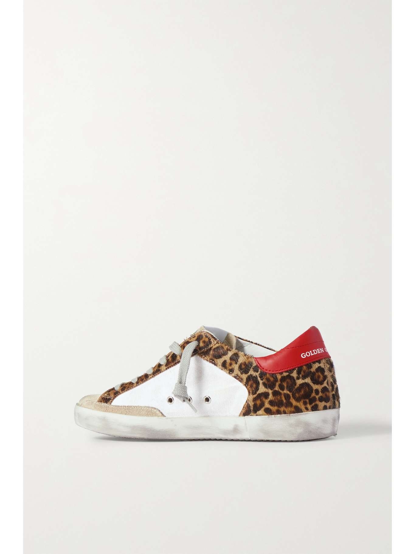 Superstar distressed leopard-print calf hair, leather and suede sneakers - 2