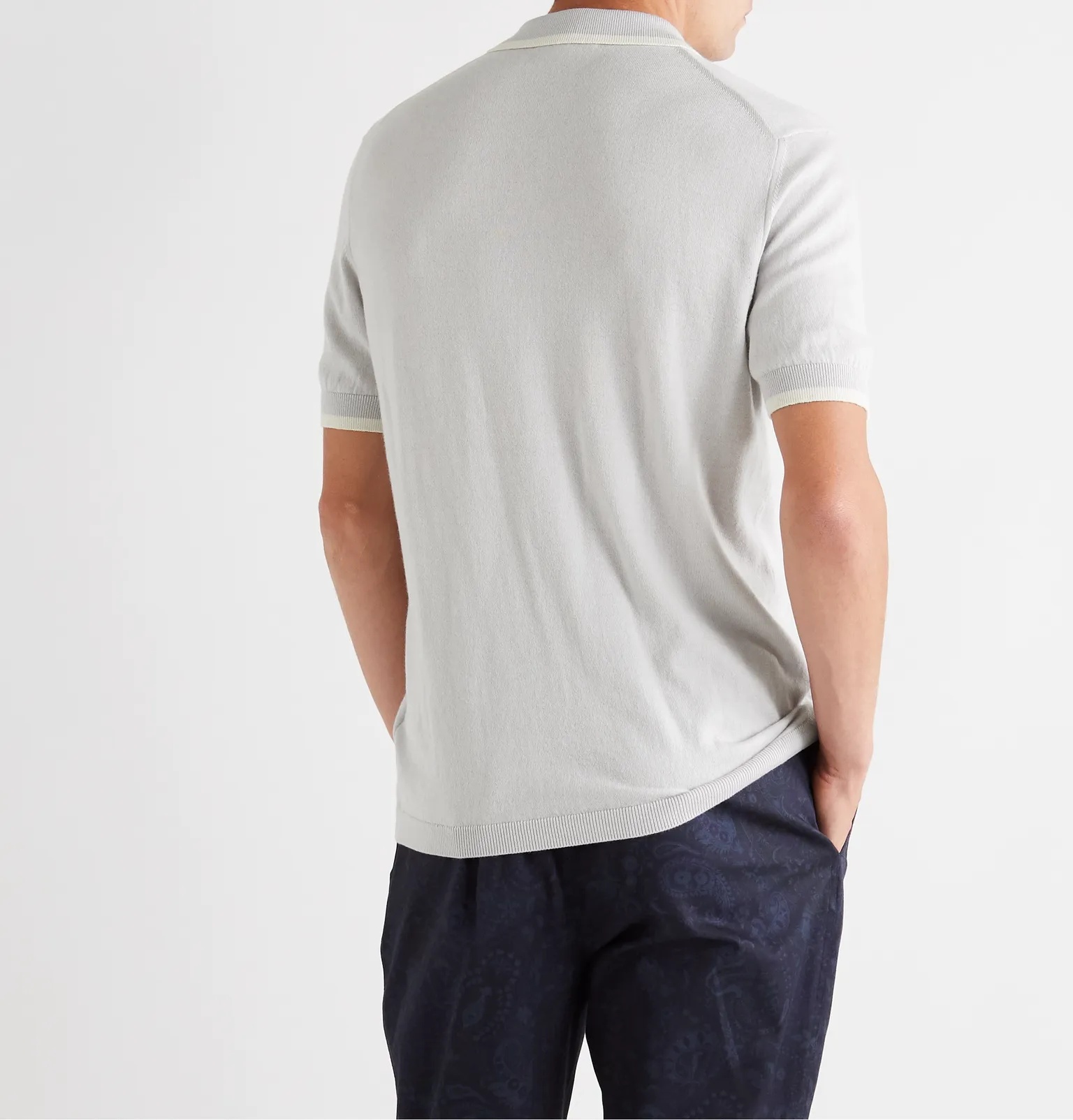 Contrast-Tipped Cotton and Cashmere-Blend Polo Shirt - 9