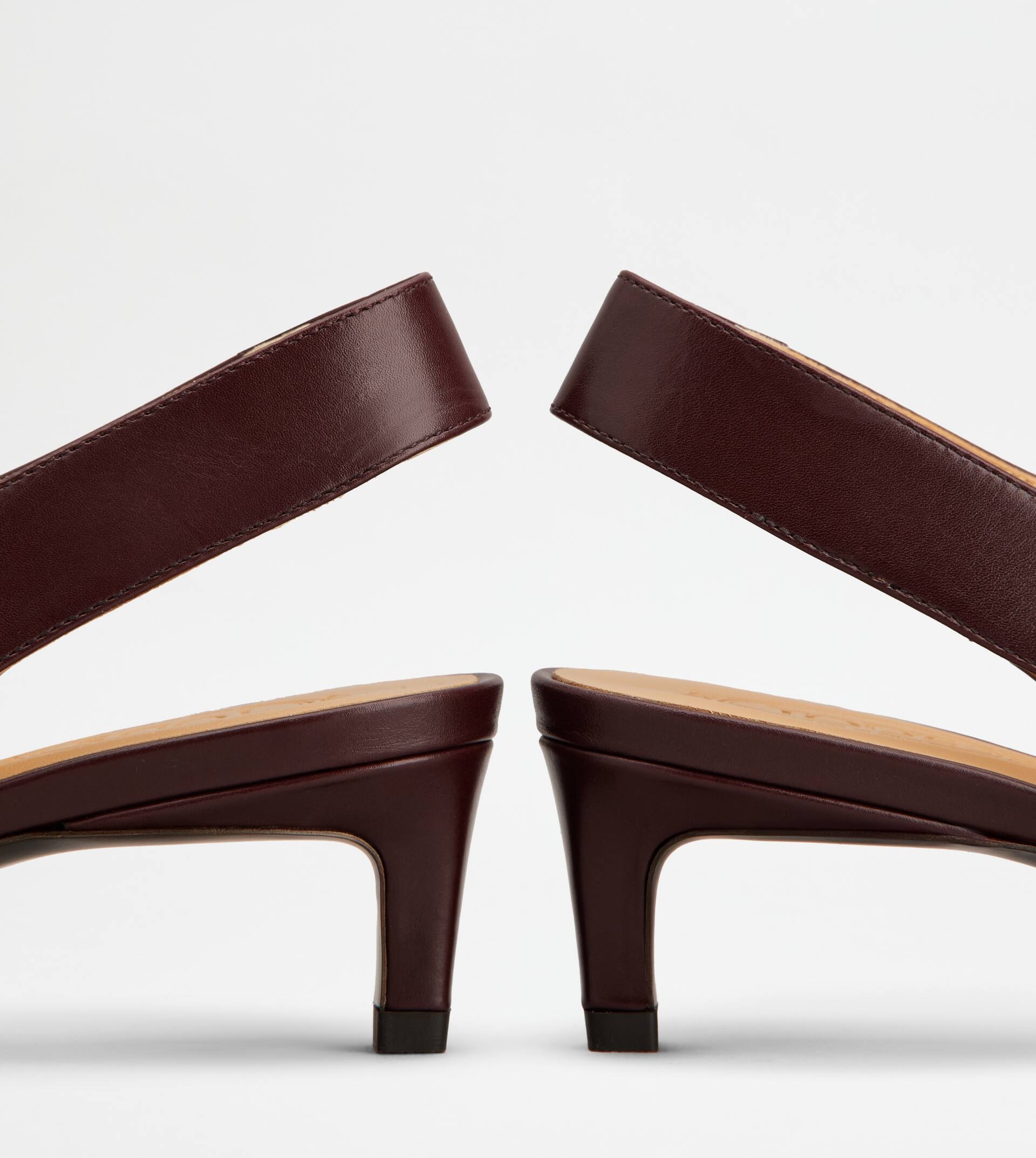 SLINGBACK PUMPS IN LEATHER - BURGUNDY - 5