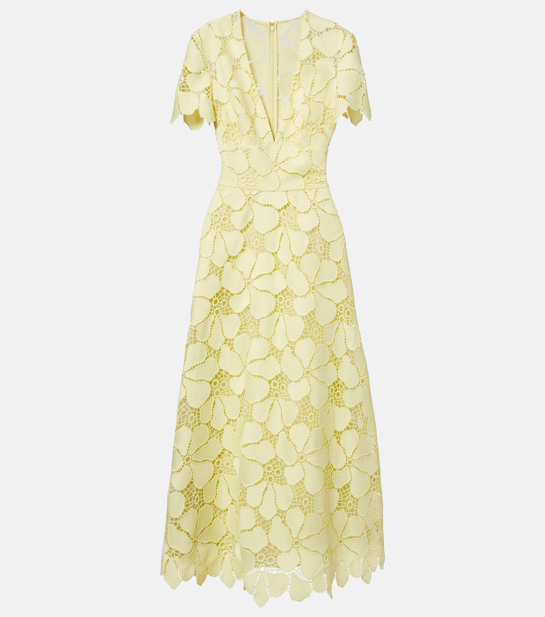 Floral silk-blend guipure midi dress - 1