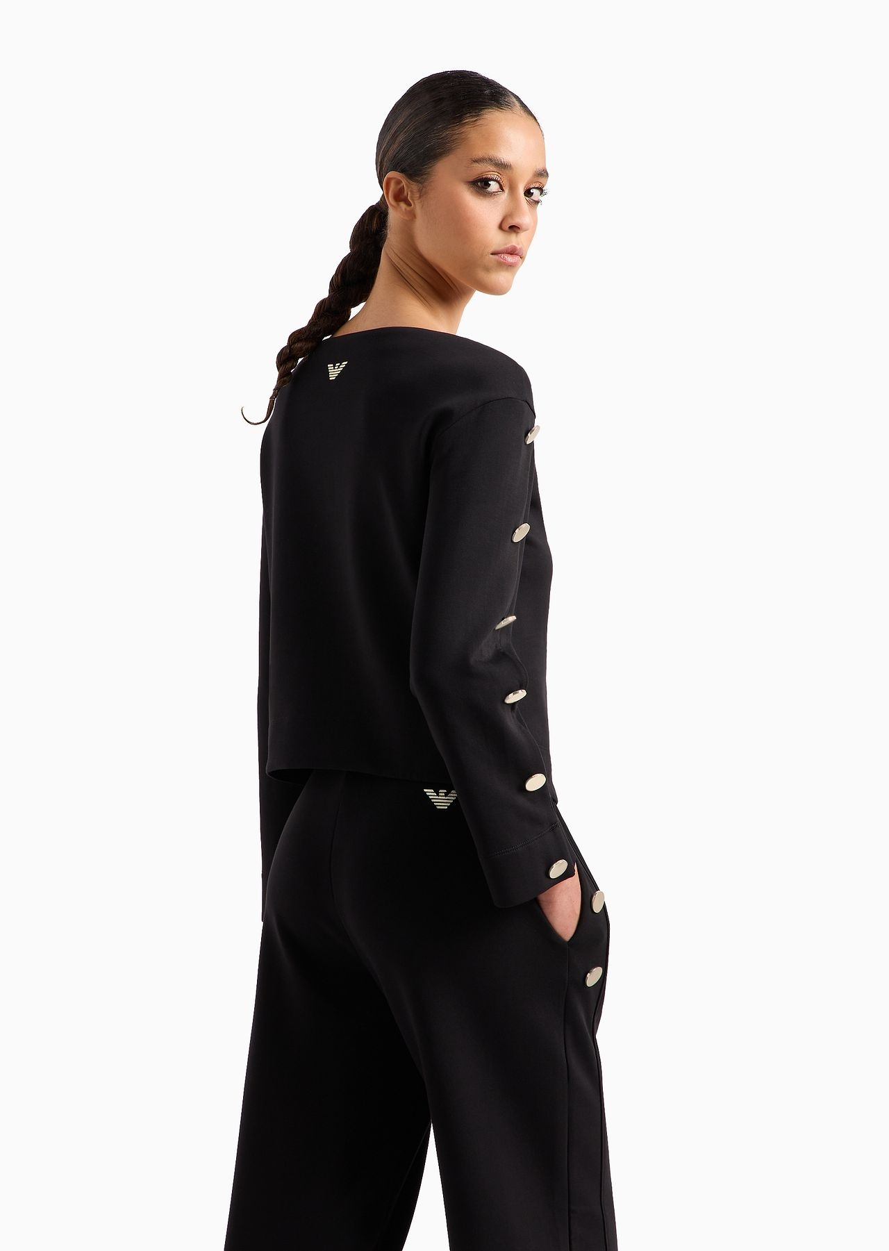 boat-neck sweatshirt with golden buttons - 3
