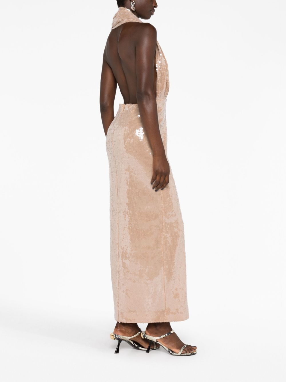 sequin-embellished plunge dress - 6