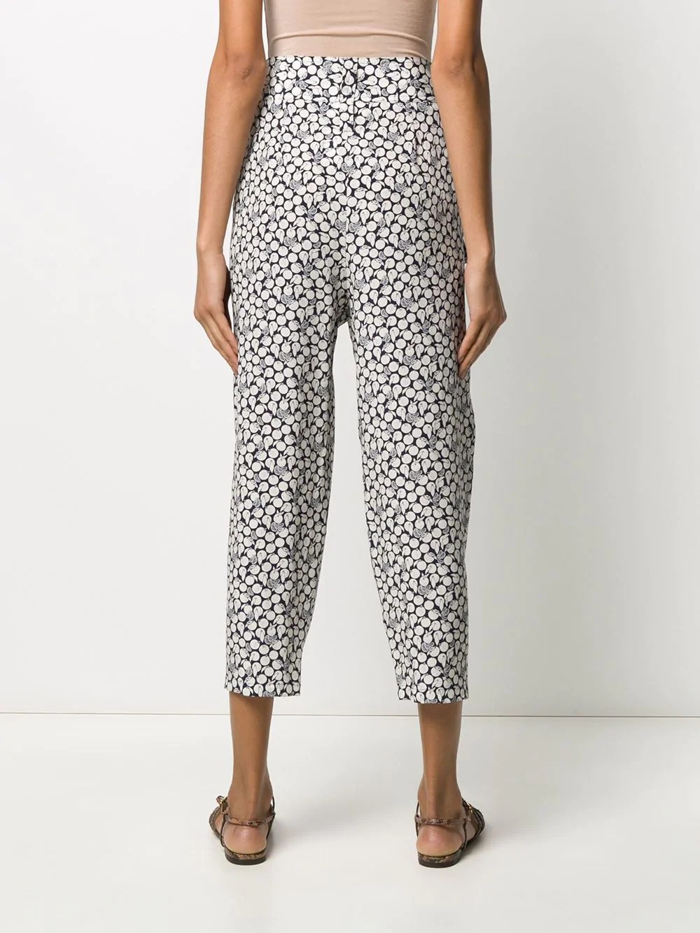 orange-print cropped trousers - 4