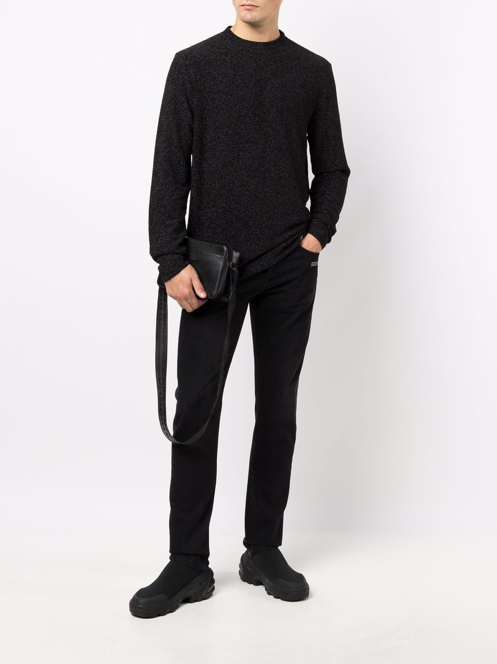 textured round neck jumper - 2