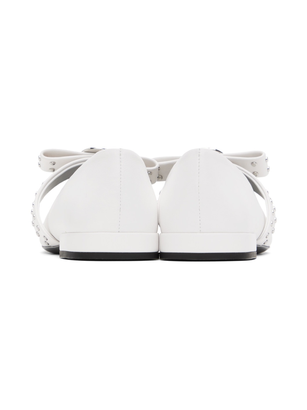 White Gianni Ribbon Studded Ballerina Flats - 2