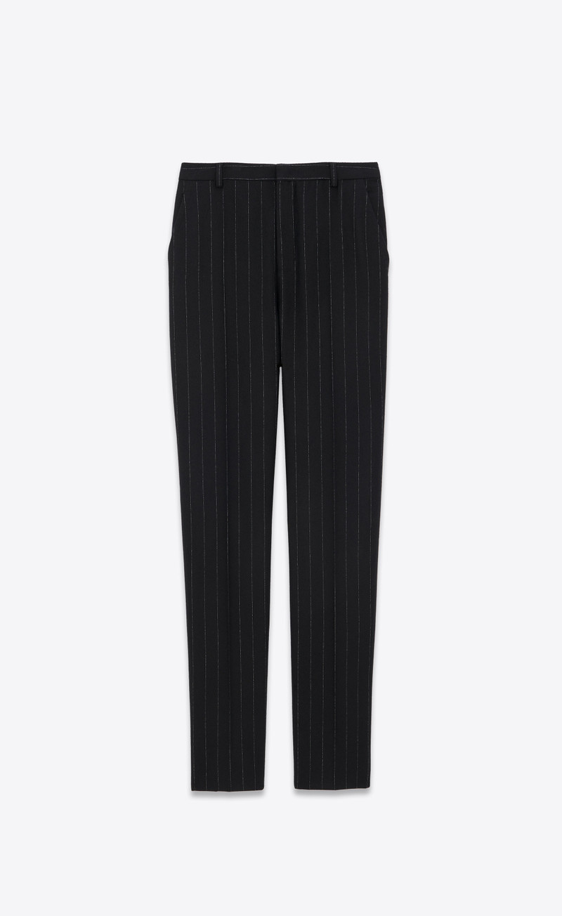 high-waisted pants in pinstripe wool felt - 1