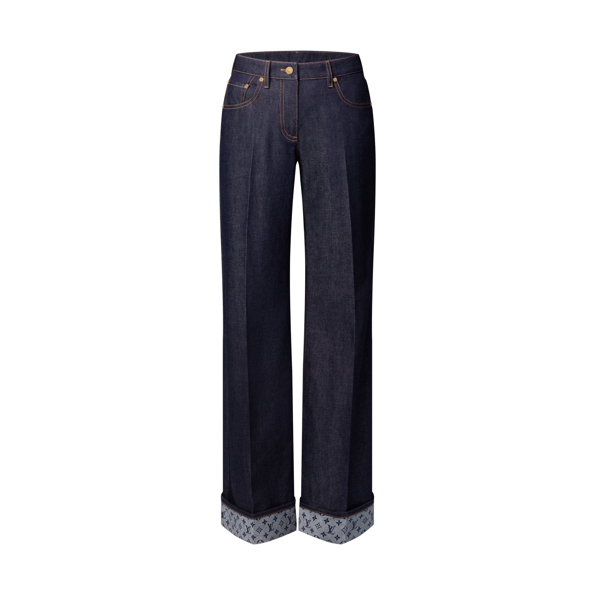 Cuffed Hem Flared Jeans - 1