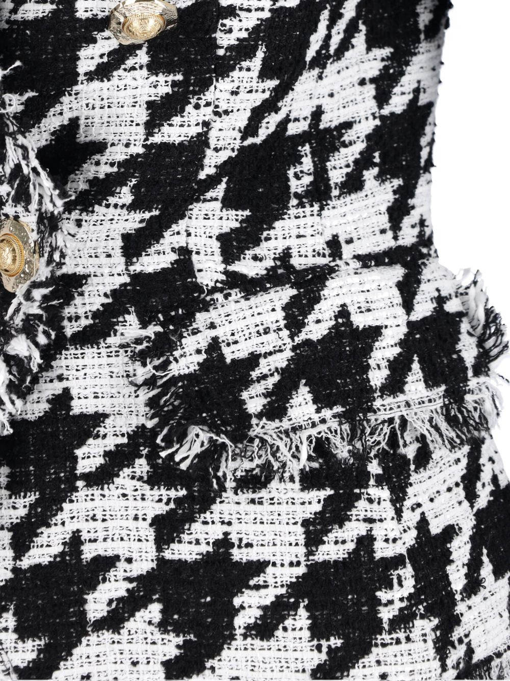 houndstooth-pattern fringed blazer - 5