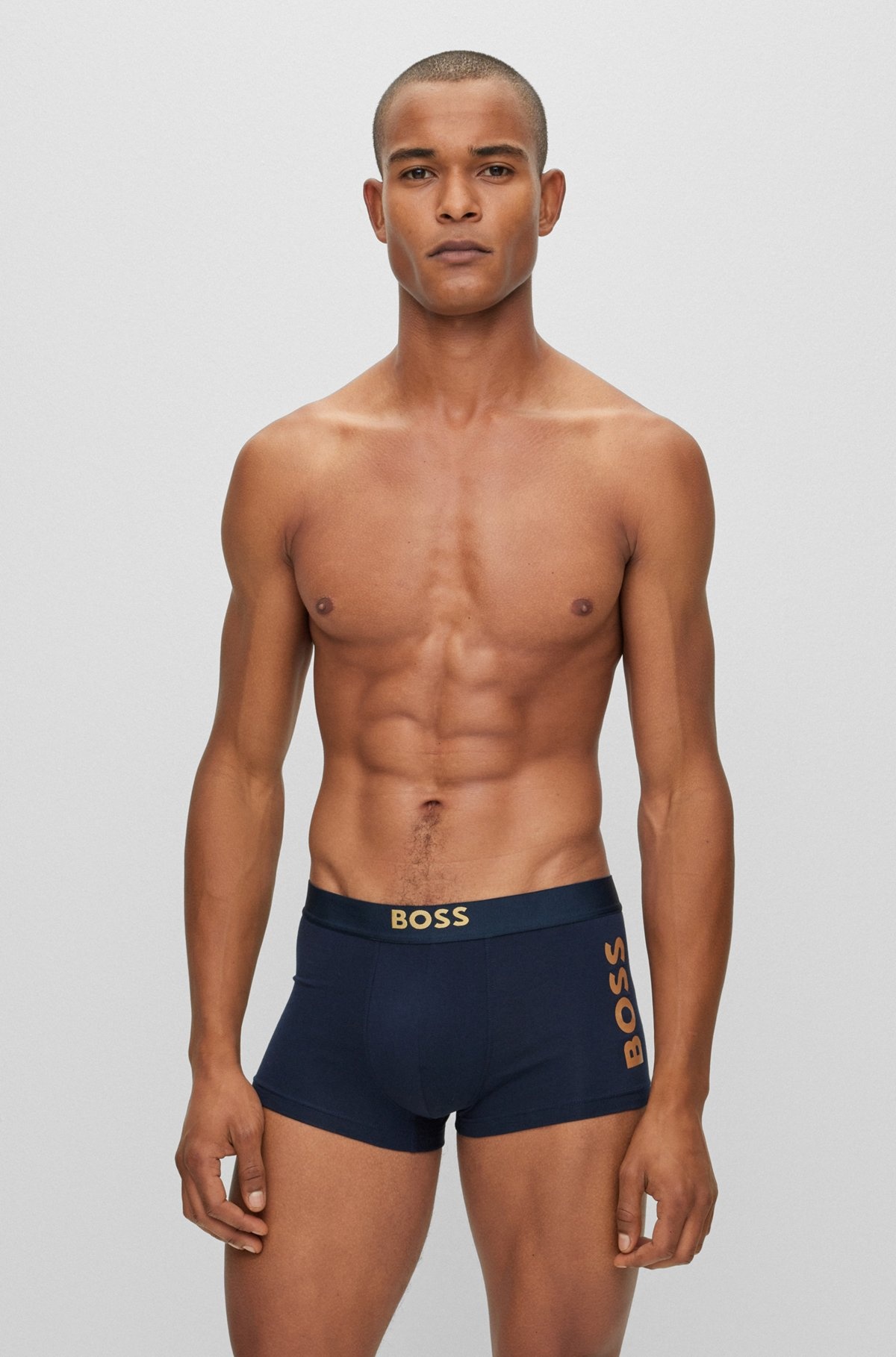 STRETCH-COTTON TRUNKS WITH METALLIC-EFFECT LOGOS - 3