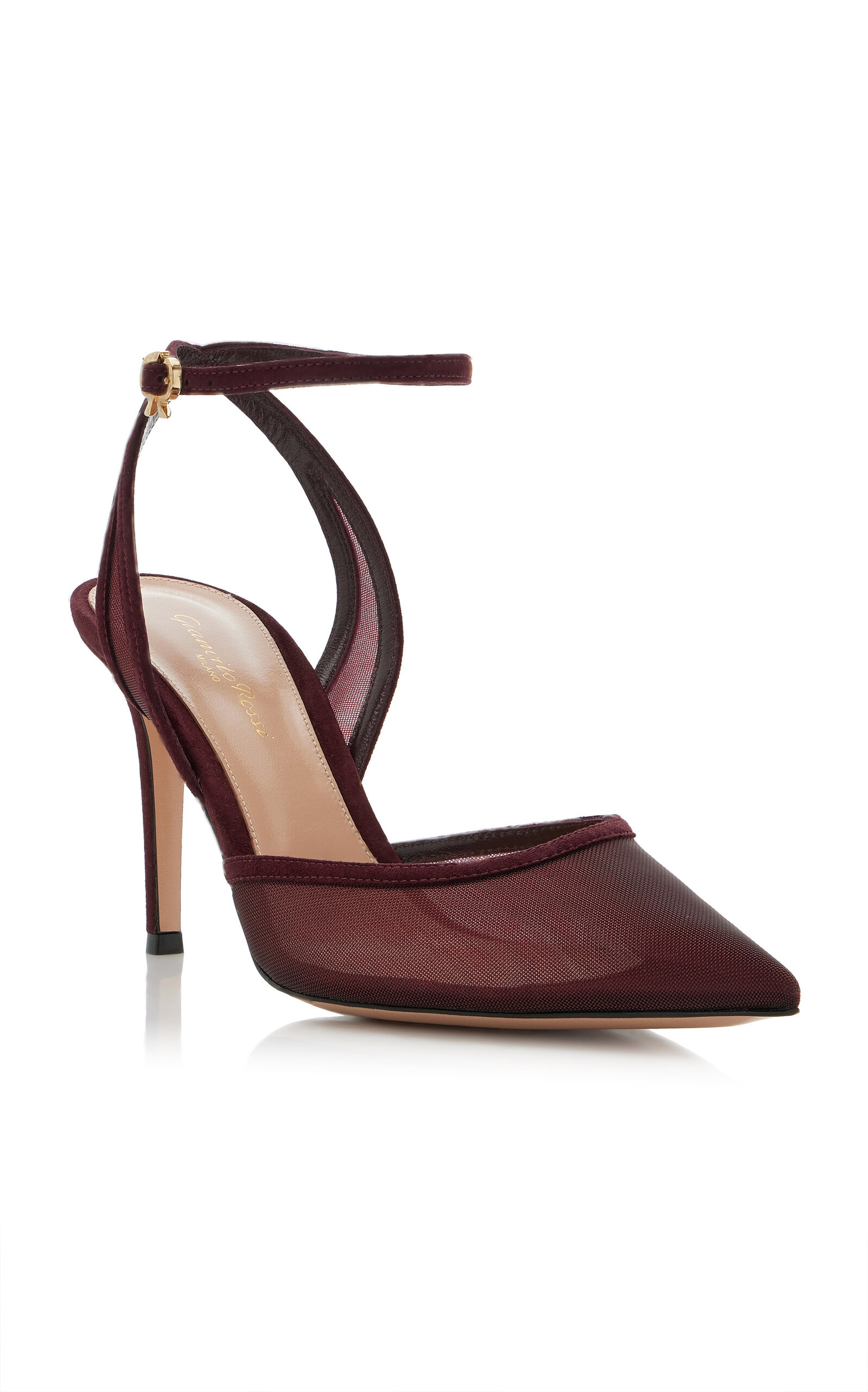 Suede-Organza Pumps burgundy - 4