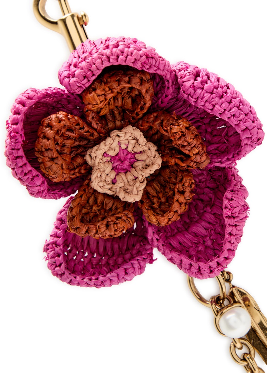 Chloe Floral Raffia and Metal key Chain - 3