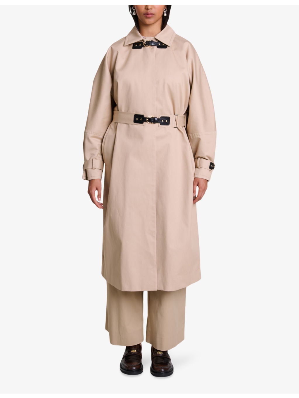Contrast-buckle long organic-cotton trench coat - 3
