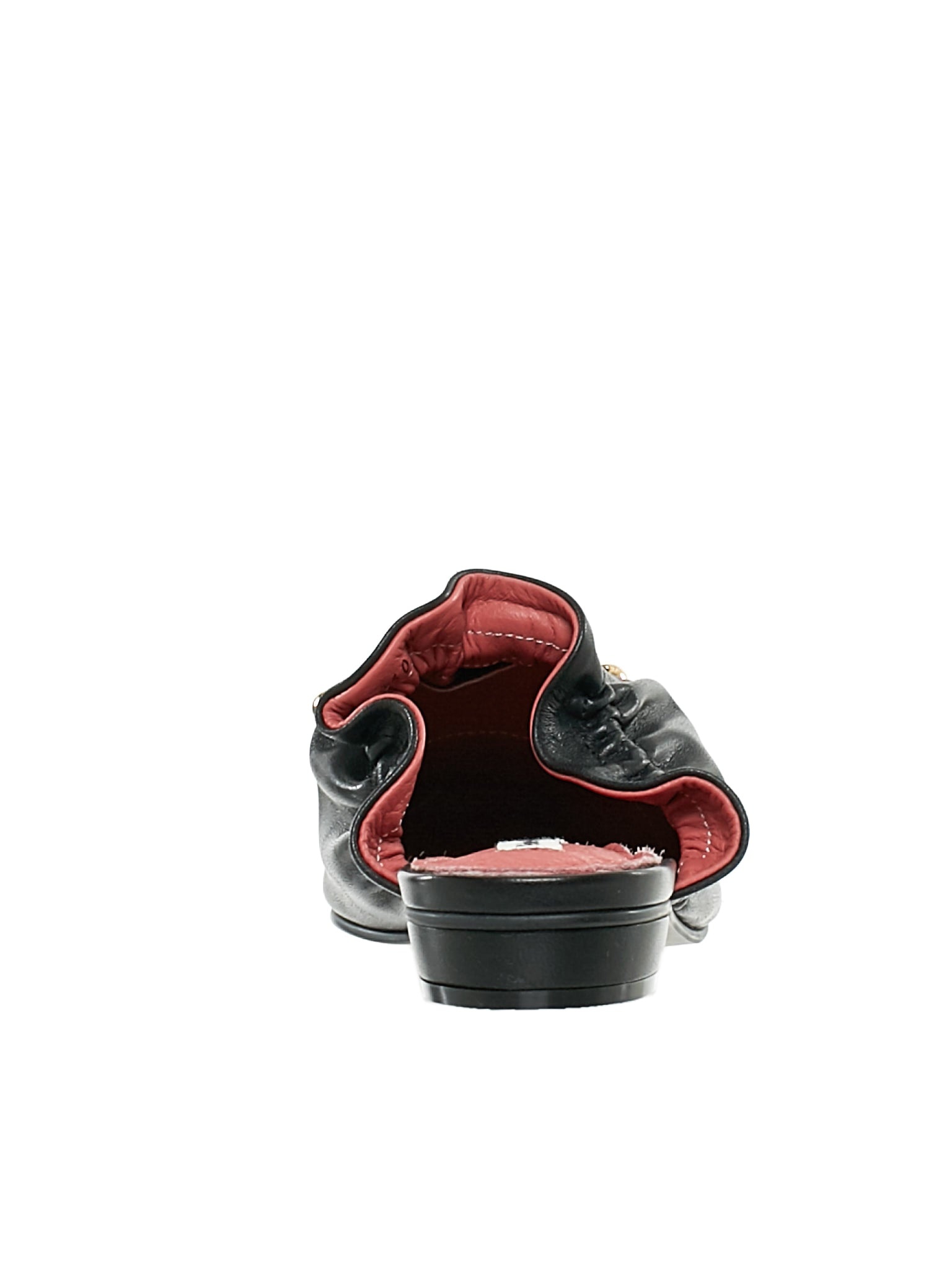 Black Baloon Drawstring Leather Slippers - 4