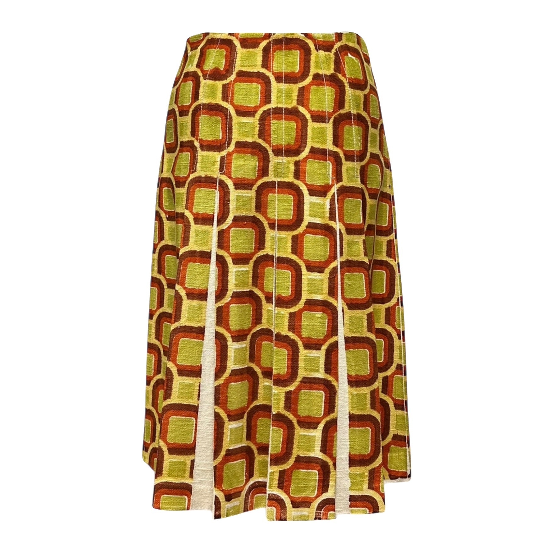 PRADA Spring Summer 2005 Geometric Print Pleated Midi Skirt - 2