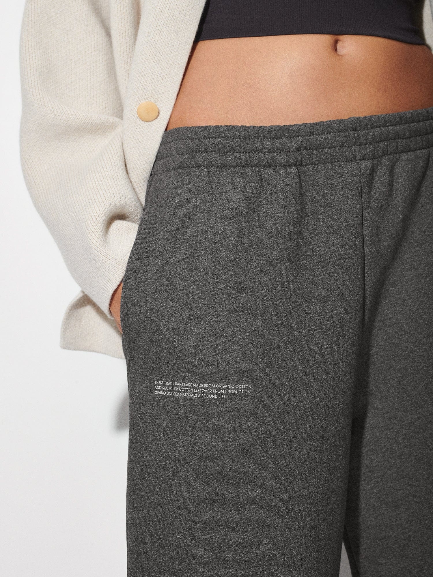 Womens Reclaimed Cotton Barrel-Leg Track Pants - Reclaim Charcoal - 4