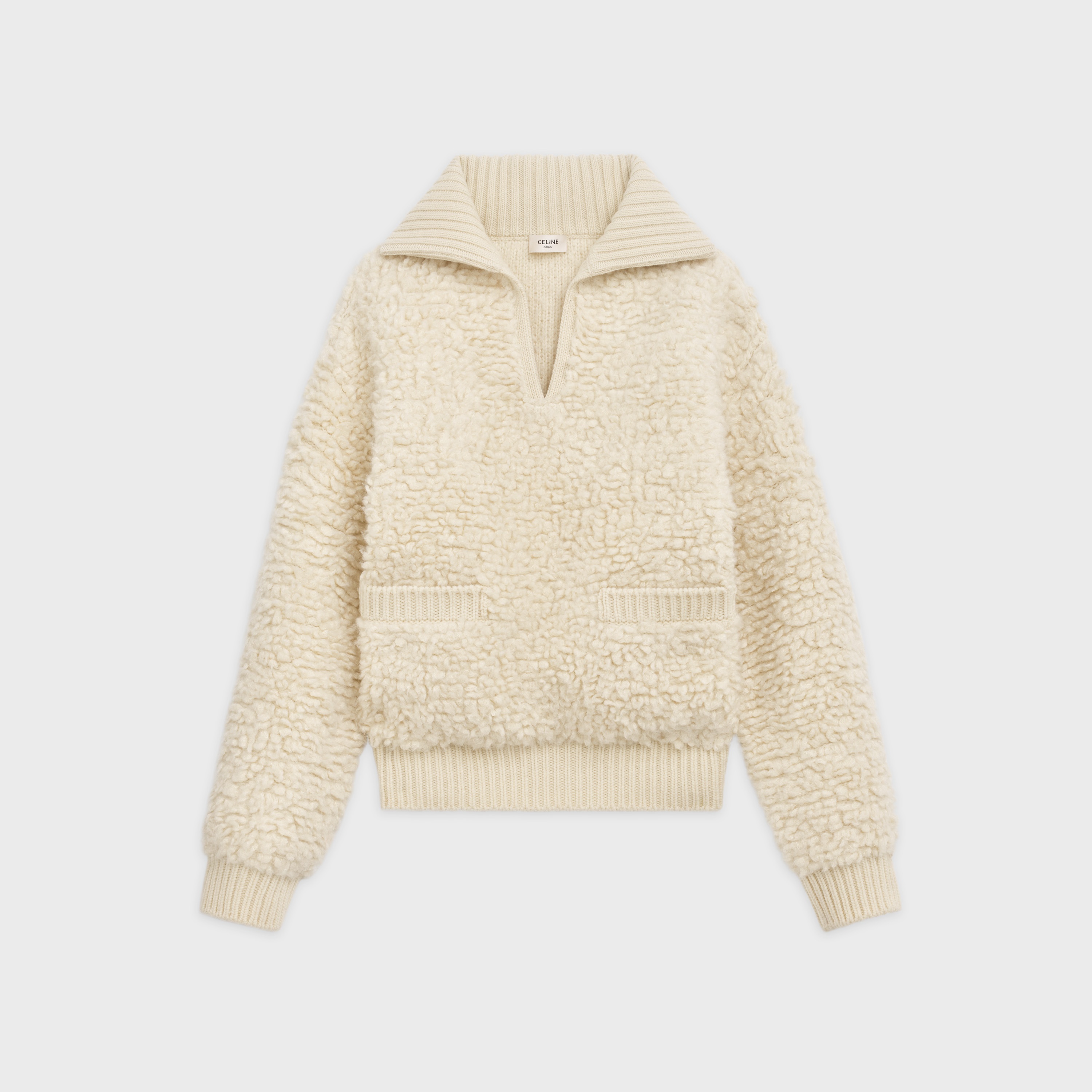 OPEN-COLLAR SWEATER IN ALPACA WOOL - 1