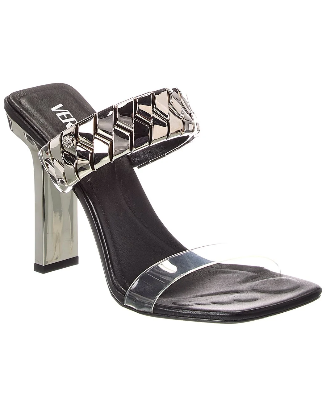 Versace Slice Leather & Vinyl Mule - 1