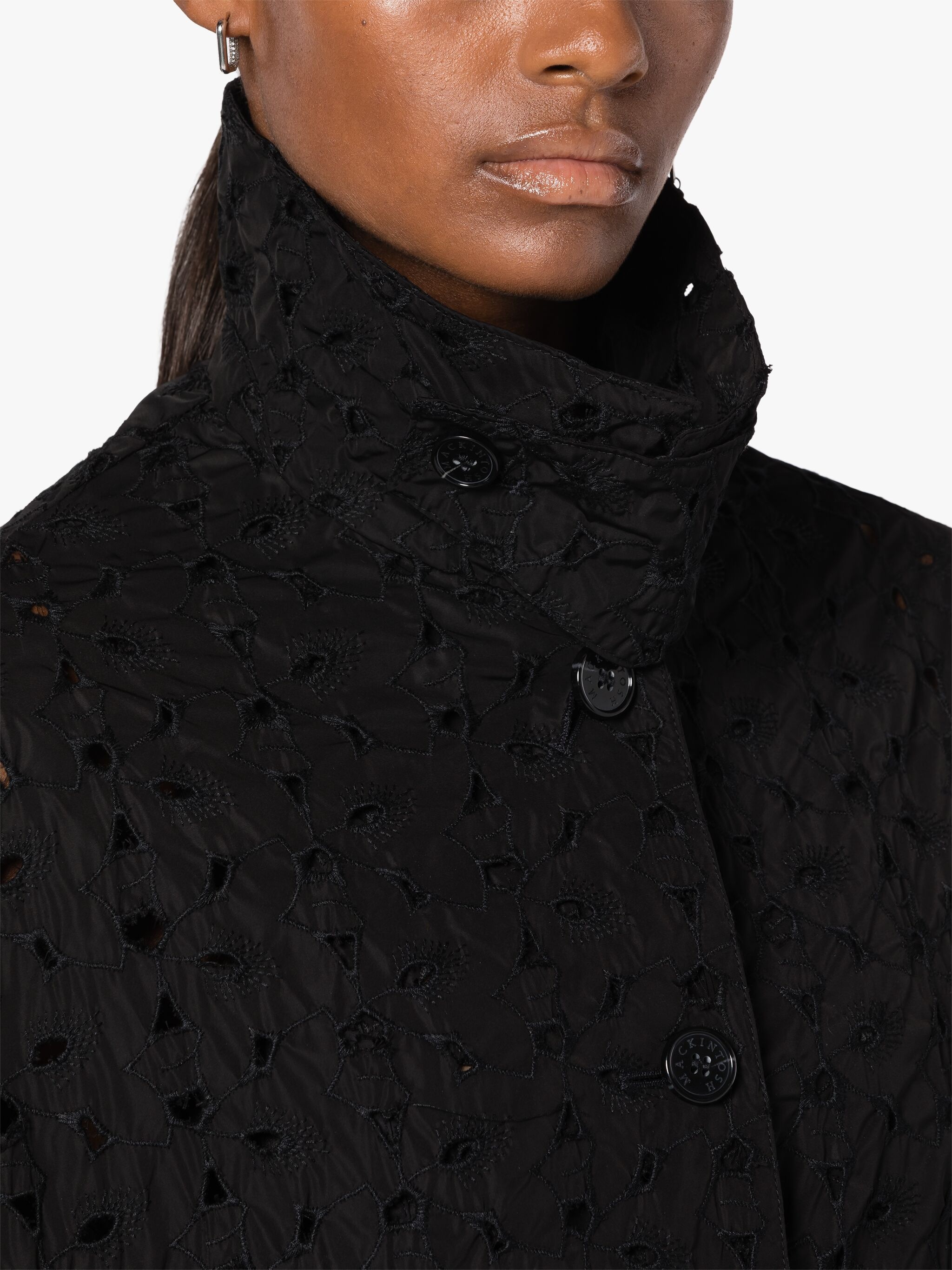 HUMBIE BLACK EMBROIDERED OVERCOAT - 6