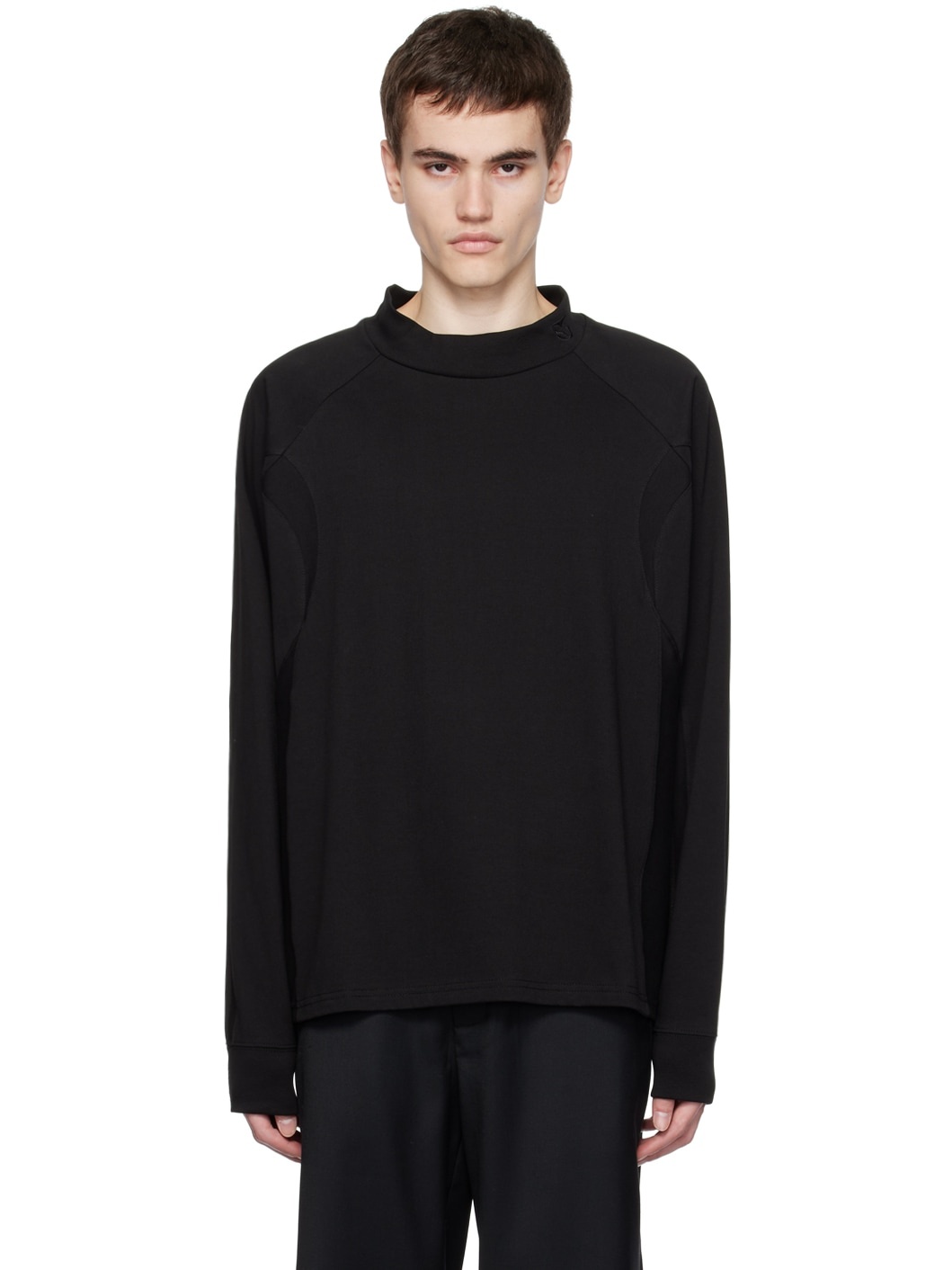 Black Paneled Long Sleeve T-Shirt - 1