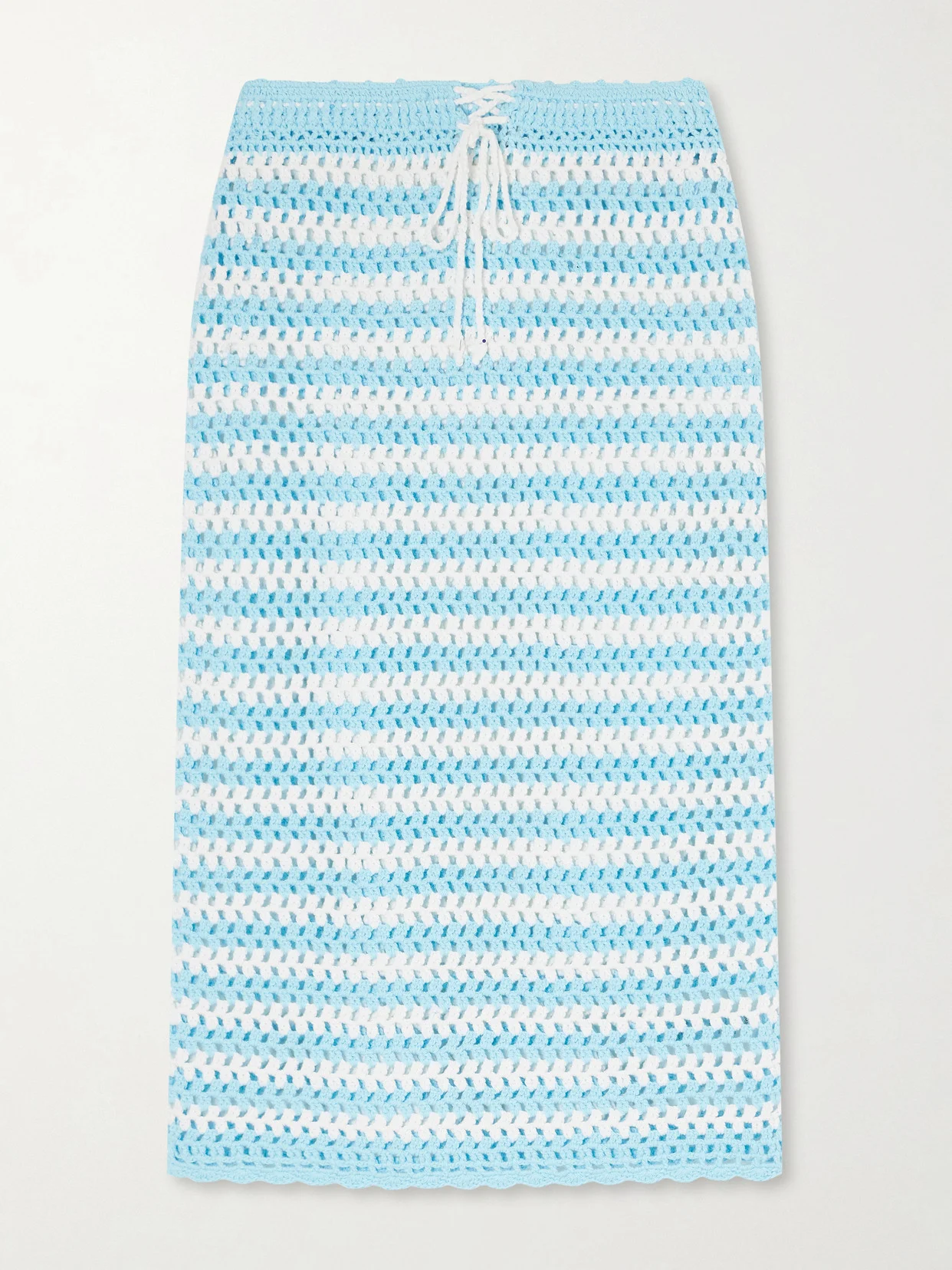 Welles Striped Crocheted Cotton Midi Skirt - 1