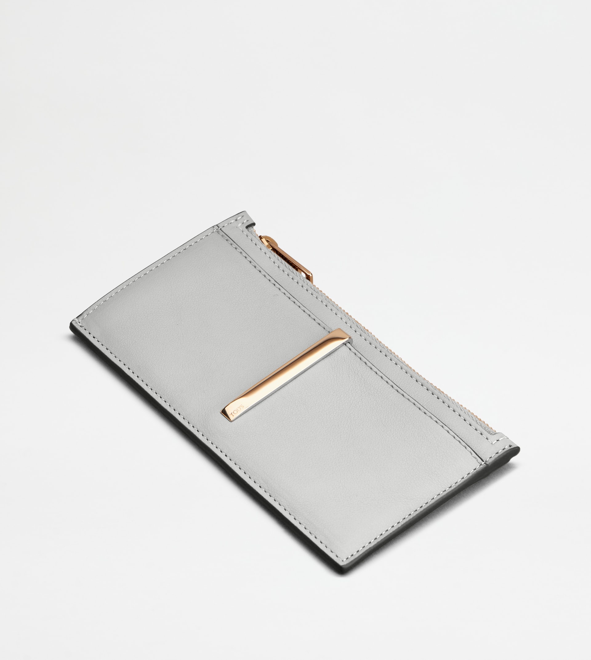 CARD HOLDER IN LEATHER - GREY - 3