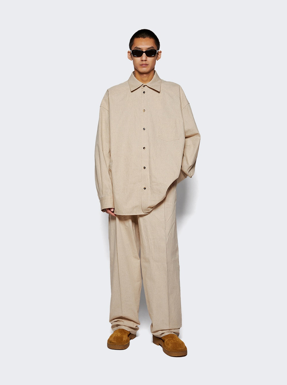 Cotton Poplin Shirt Beige - 2