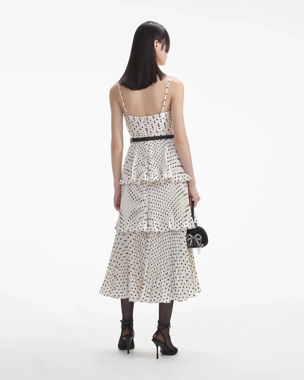 CREAM POLKA DOT TIERED MIDI DRESS - 3