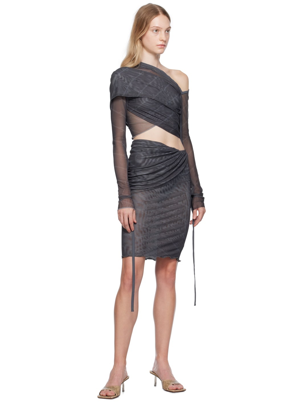 Gray Wrap Midi Skirt - 4
