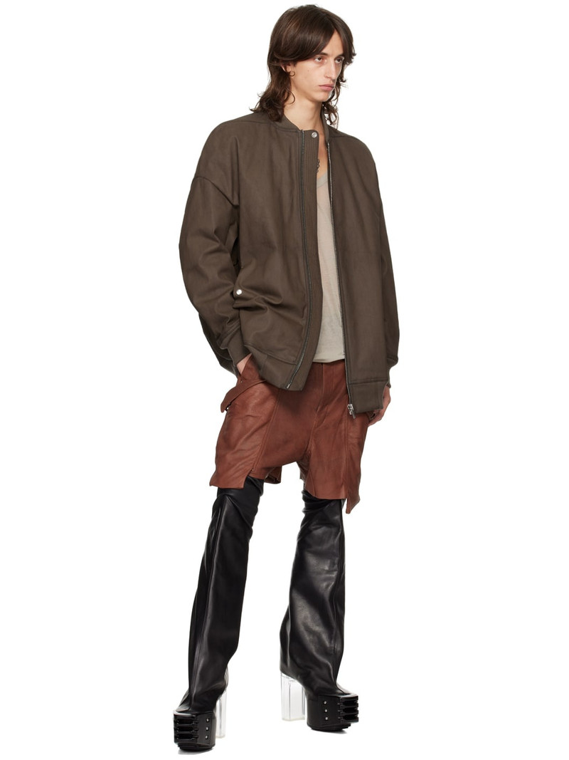 Rick Owens Brown Porterville Stefan Cargo Leather Shorts outlook