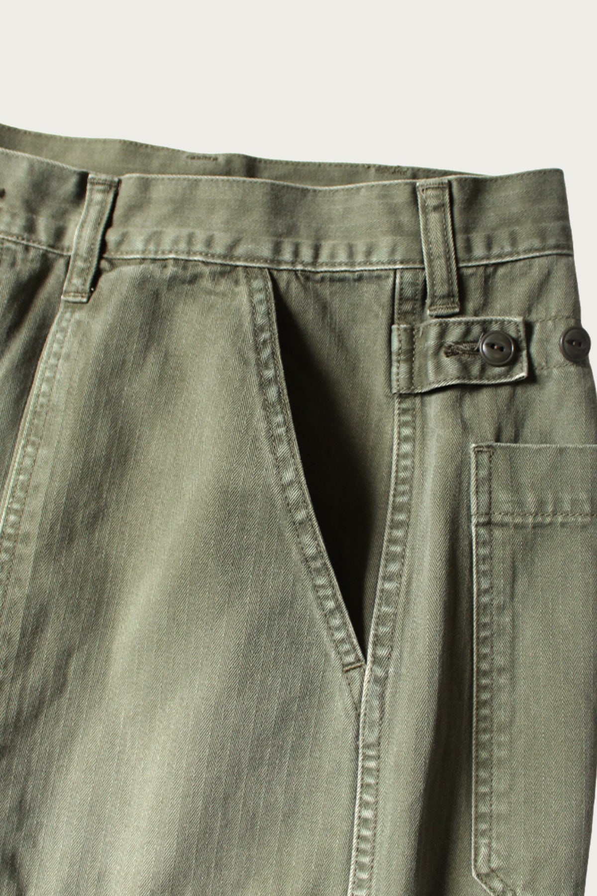 Herringbone FATIGUE Baggy Pants - Khaki - 5