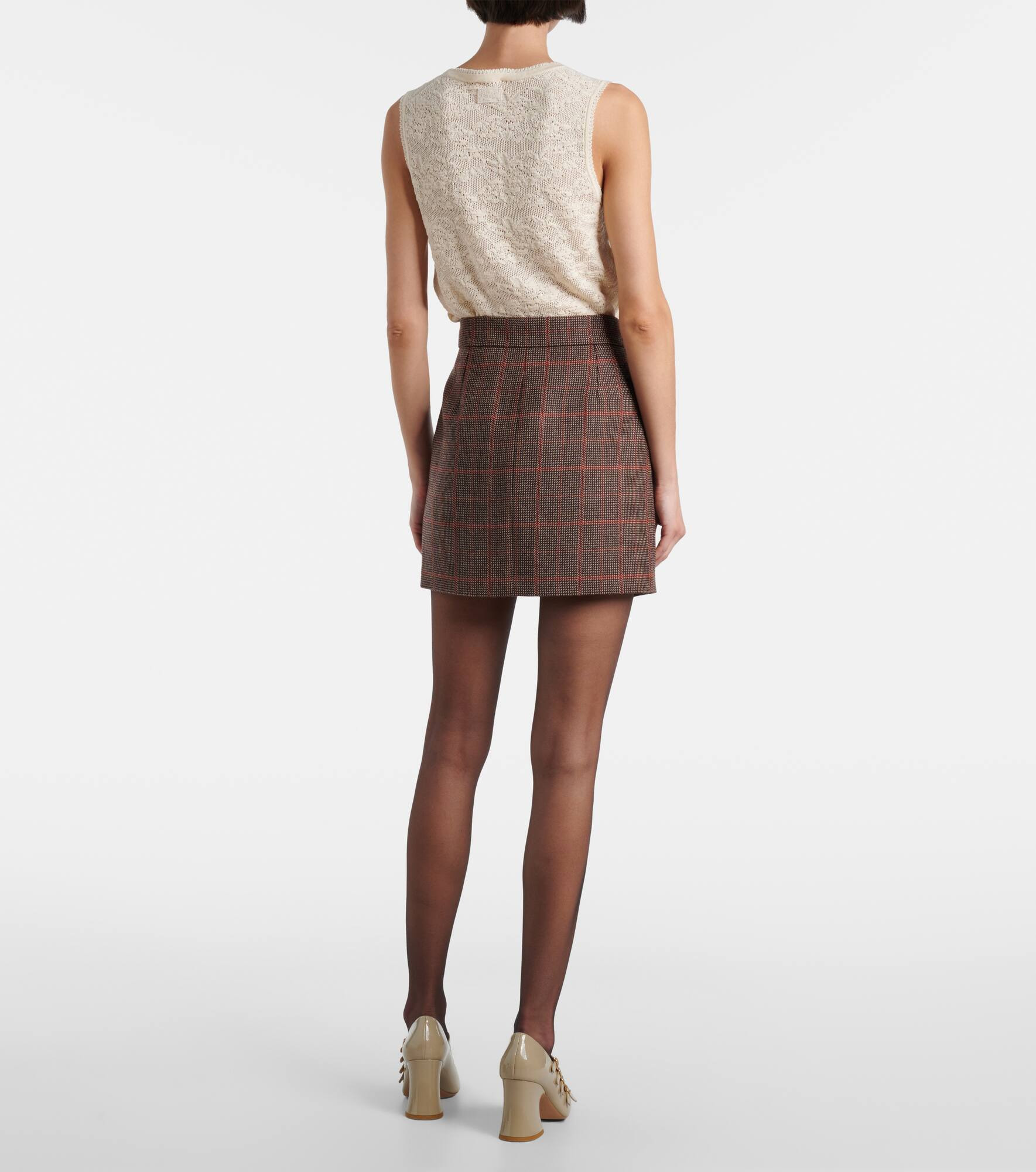 Checked virgin wool miniskirt - 3