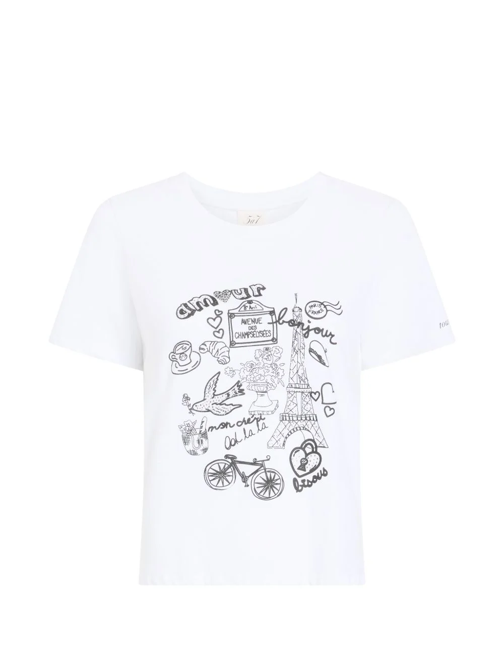 Rhinestone doodle shrunken T-shirt - 1