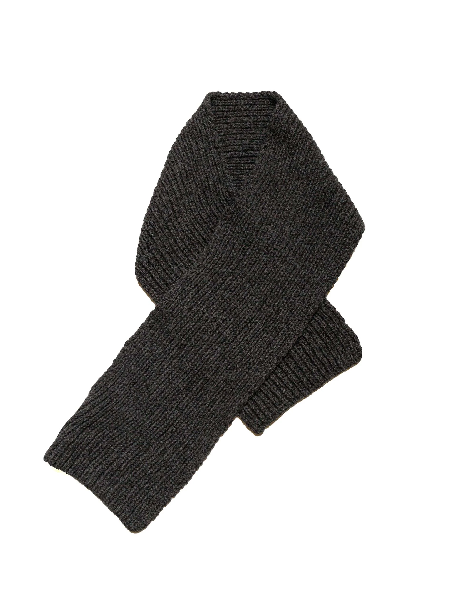 MHL Heavy Rib Scarf British Wool Graphite - 1