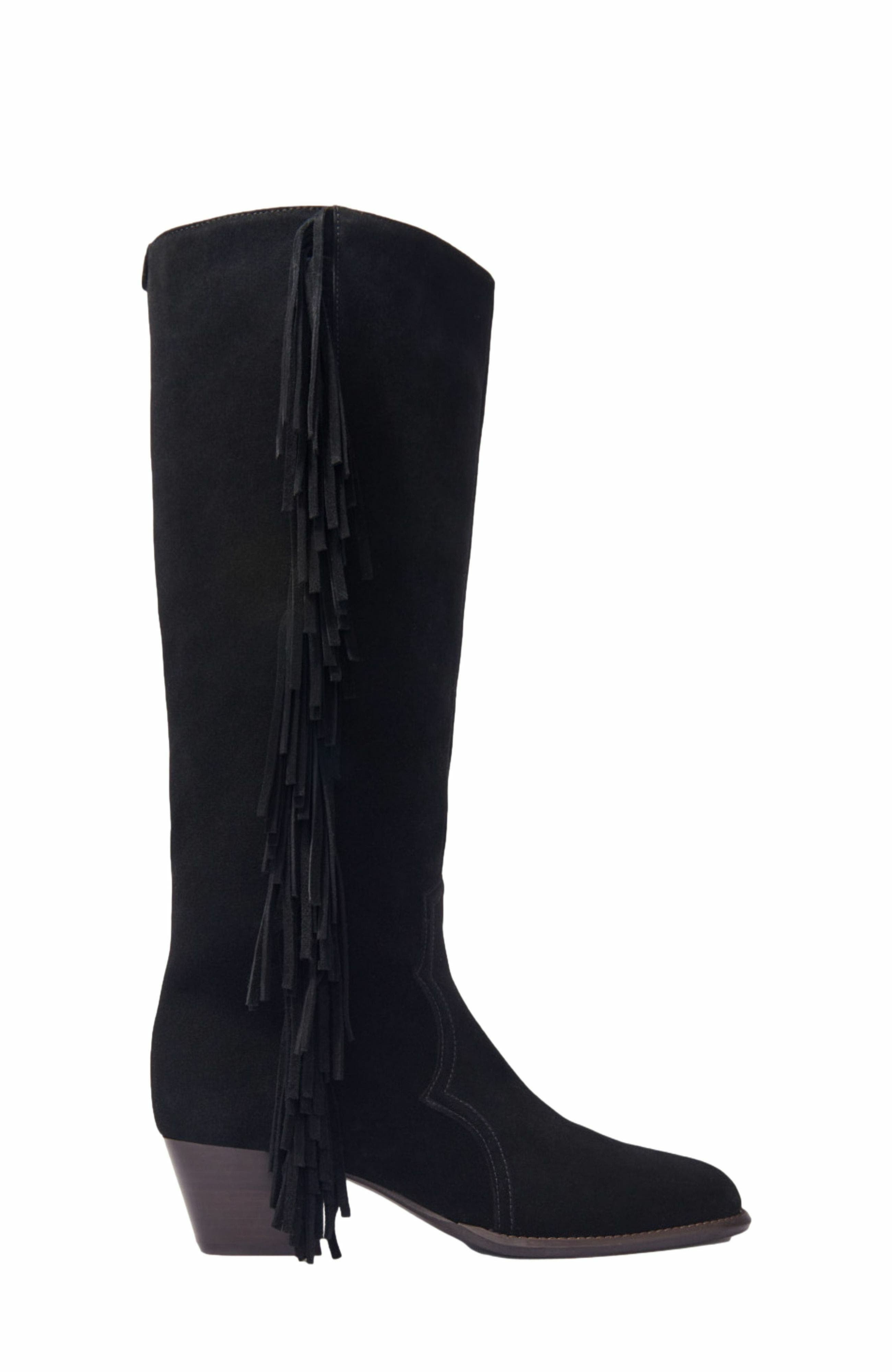 maje Fringed suede cowboy boots in Black at Nordstrom - 1