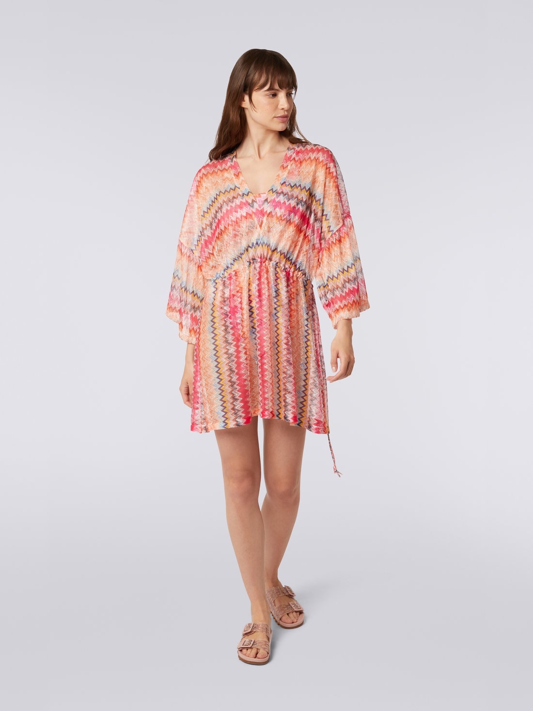 Short chevron viscose tulle cover up - 2