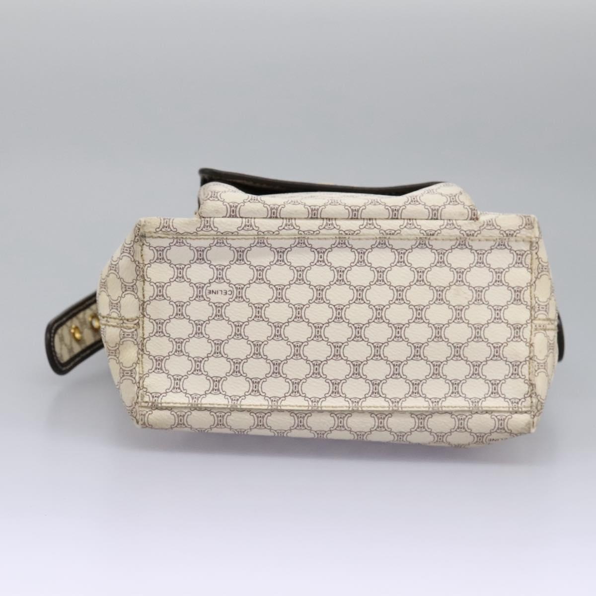 CELINE Macadam Canvas Shoulder Bag Pvc Leather White - 5