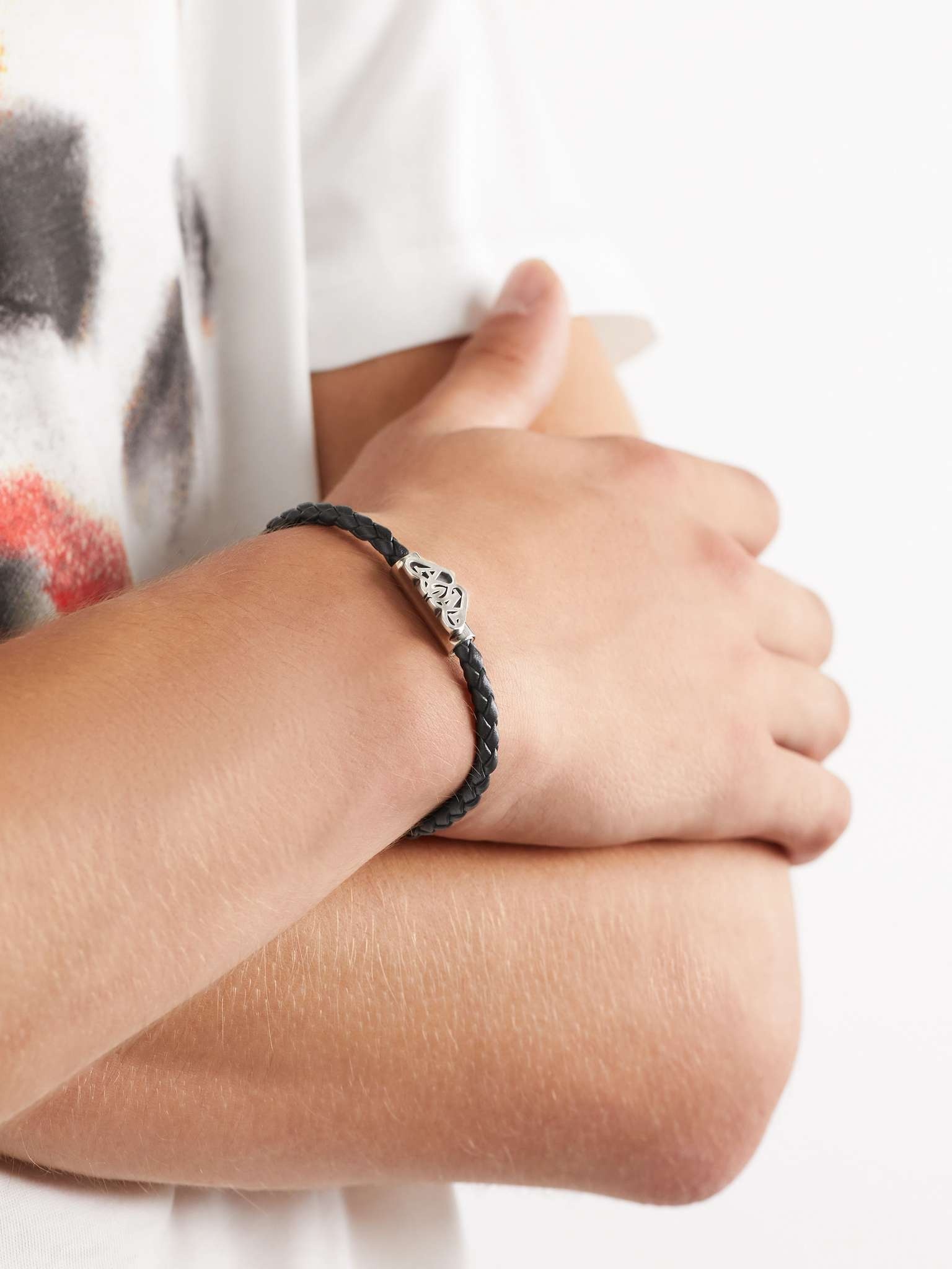 Braided Leather and Silver-Tone Bracelet - 2
