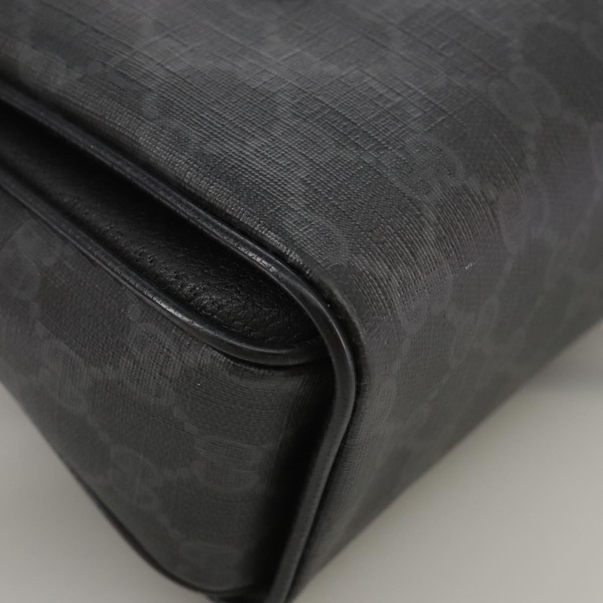 GUCCI GG Supreme Hand Bag Pvc Leather Black Gold 116 02 080 - 15