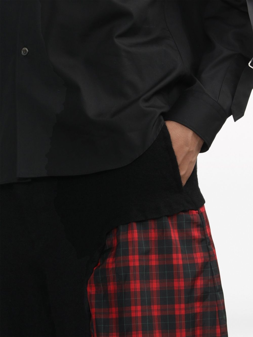 tartan-check panel trousers - 5